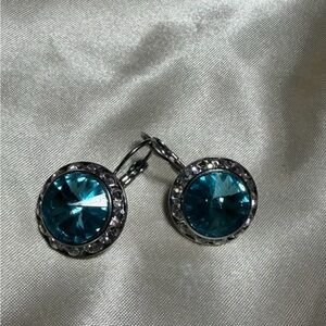 Elegant Silver and Blue Crystal Earrings